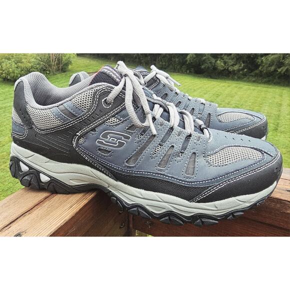 Skechers Mens After Burn Memory Foam 50125EWW Black Gray Shoes Sneakers Sz 10.5 - Picture 1 of 7